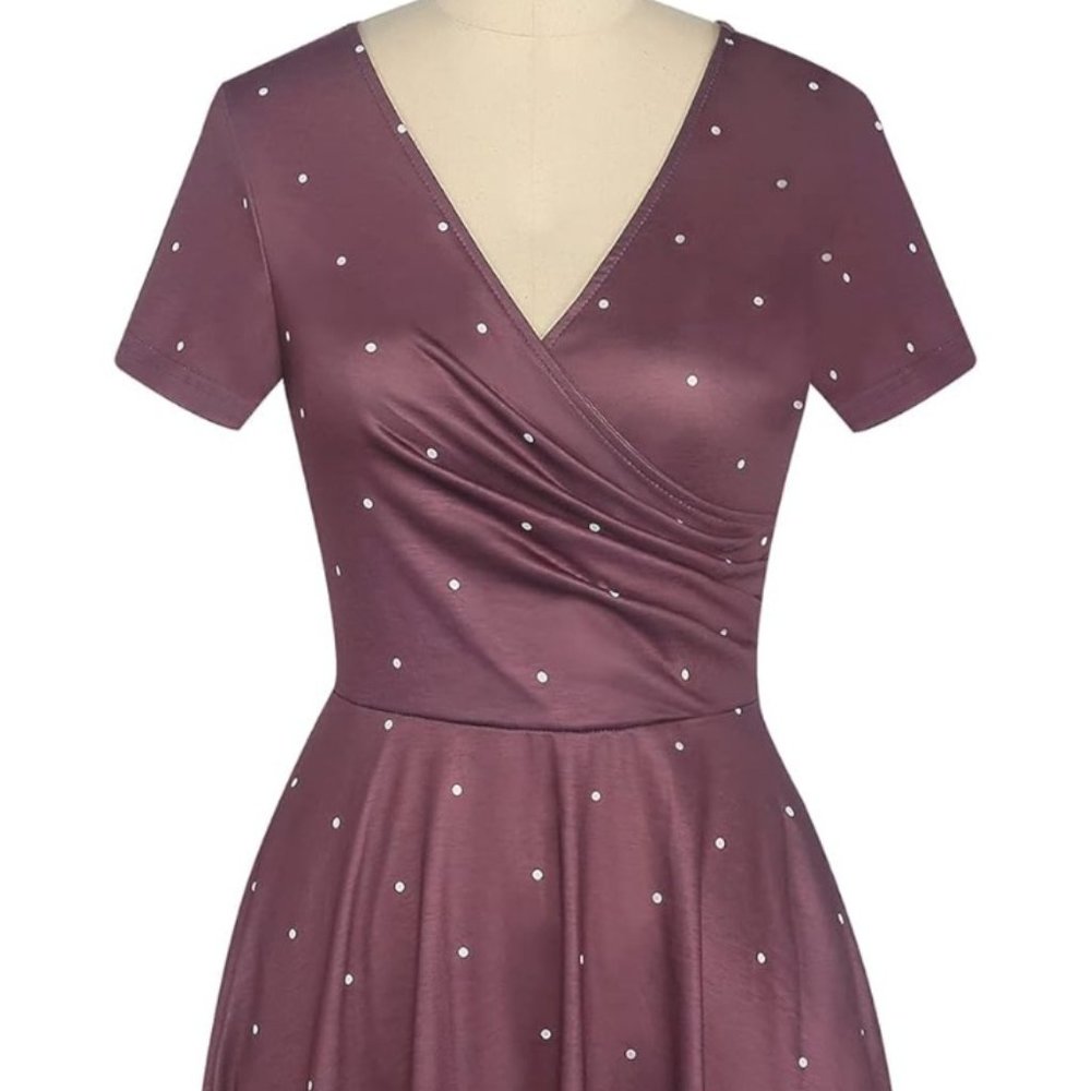 Oxiuly Purple Polka Dot Dress